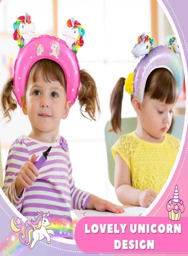 AMFIN (Pack of 4) Unicorn Shaped Head Hoops Foil Balloons for Theme Party Decoration - Multi - Image 4